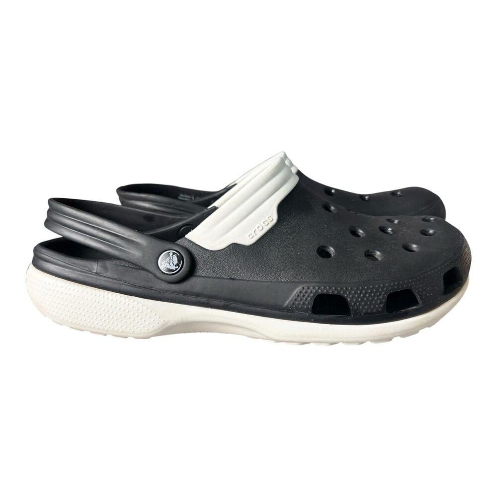 Crocs Mens Duet Sport Clogs Black White Slingback Comfort Shoes Slip On Size 12